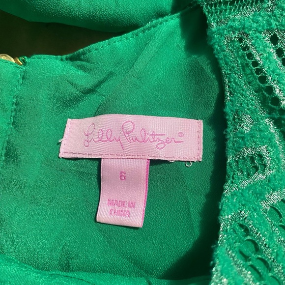 Lilly Pulitzer Green Sheath Dress Long Sleeve Crew Neck - Picture 3 of 12